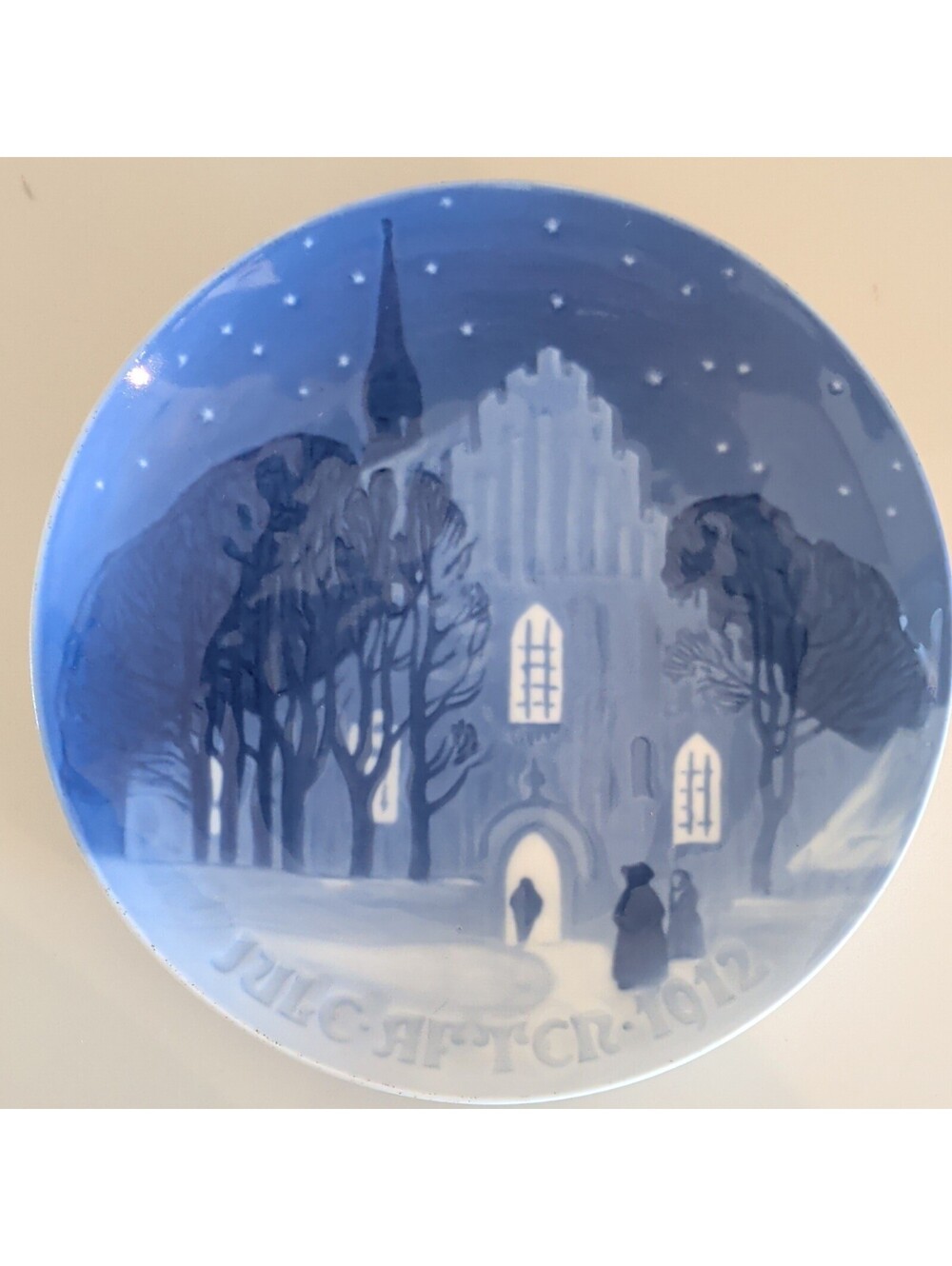 Bing & Grondahl Christmas 1972 Porcelain Collector Plate Blue White Denmark